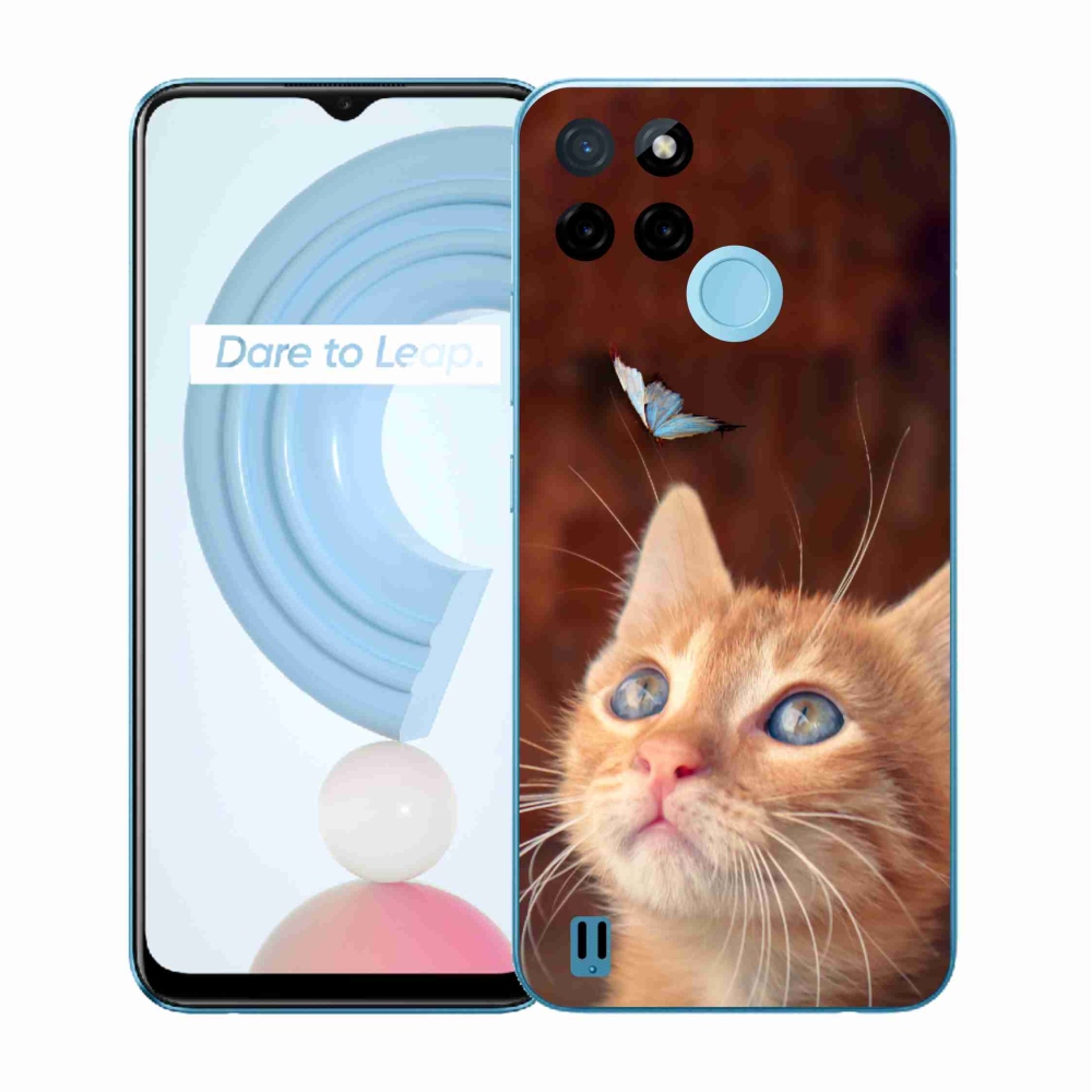 Zselés borító mmCase a Realme C21Y/C25Y készülékhez - pillangó és cica