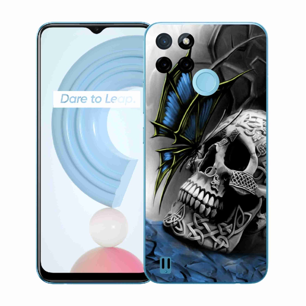 Zselés tok mmCase a Realme C21Y/C25Y készülékhez - pillangó és koponya