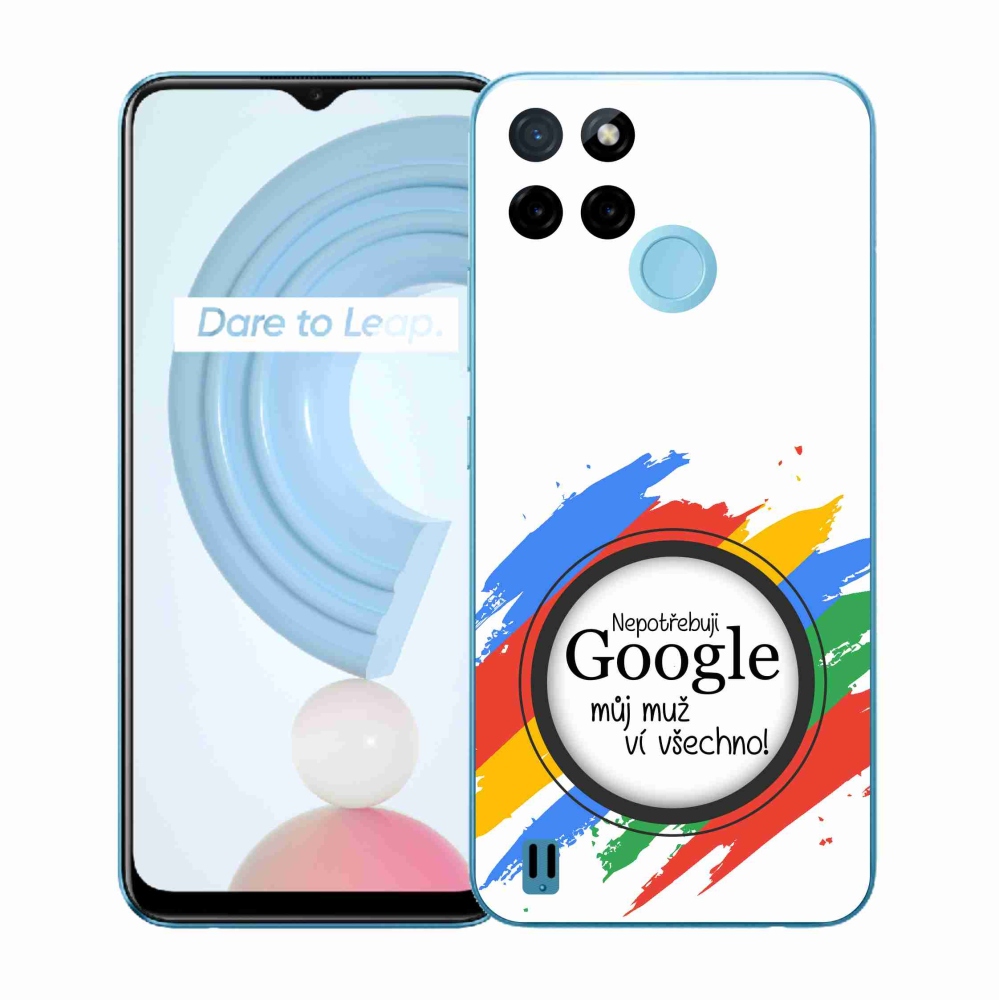Zselés borító mmCase a Realme C21Y/C25Y készülékhez - az ember mindent tud fehér háttérrel