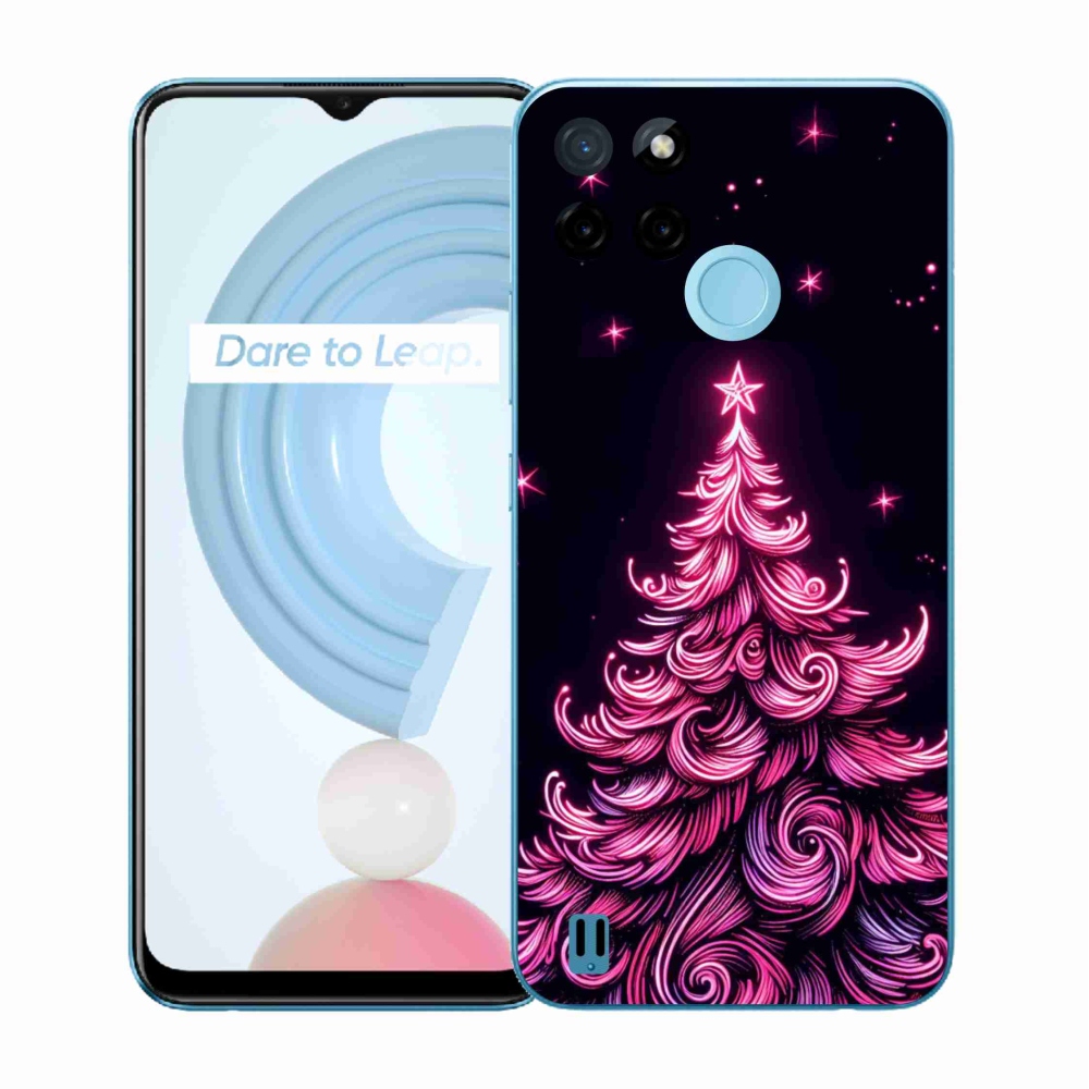 Gél borítás mmCase a Realme C21Y/C25Y készülékhez - neon karácsonyfa 2
