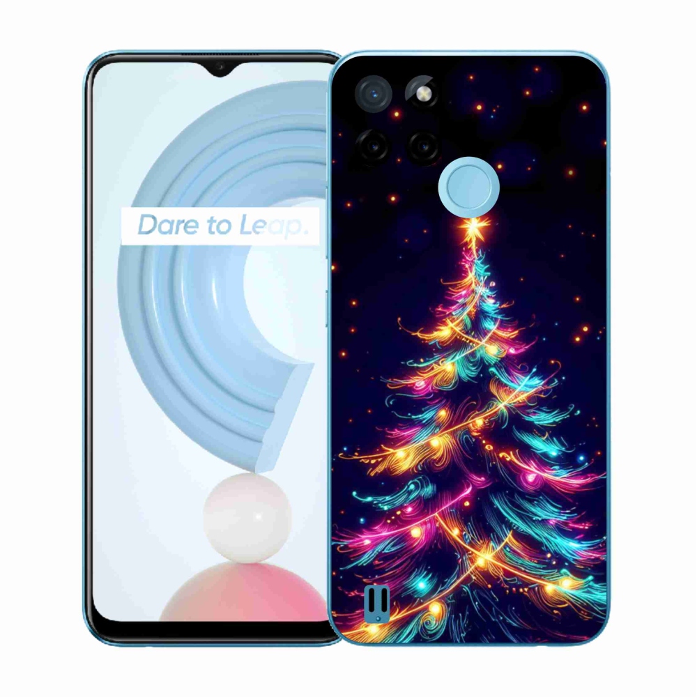Gél borítás mmCase a Realme C21Y/C25Y készülékhez - neon karácsonyfa