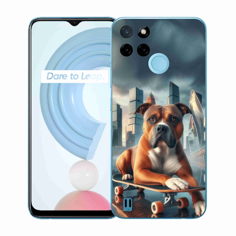 Gél borítás mmCase a Realme C21Y/C25Y készülékhez - kutya gördeszkán