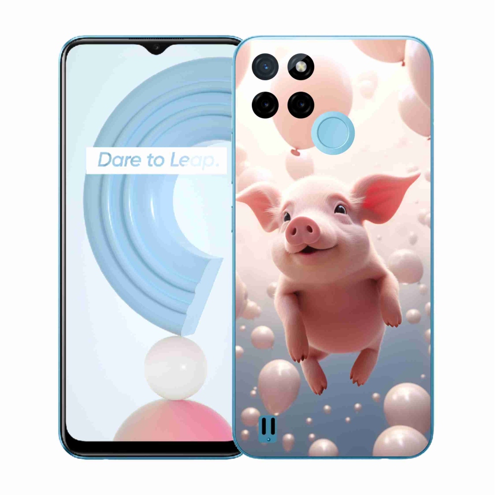 Zselés borítás mmCase a Realme C21Y/C25Y készülékhez - malacka lufikkal