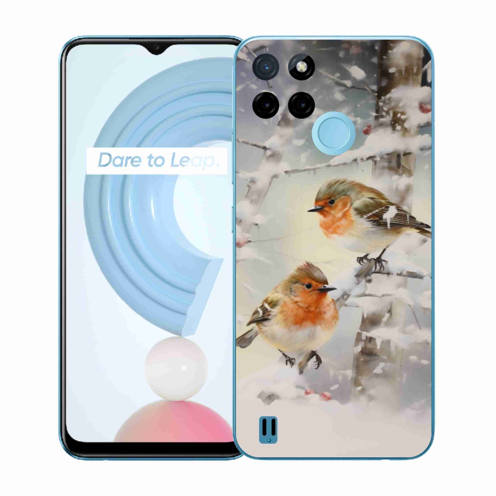 Zselés borítás mmCase a Realme C21Y/C25Y készülékhez - madarak télen