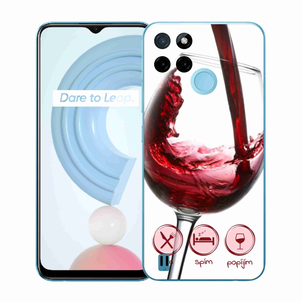 Zselés tok mmCase a Realme C21Y/C25Y készülékhez - borospohár piros