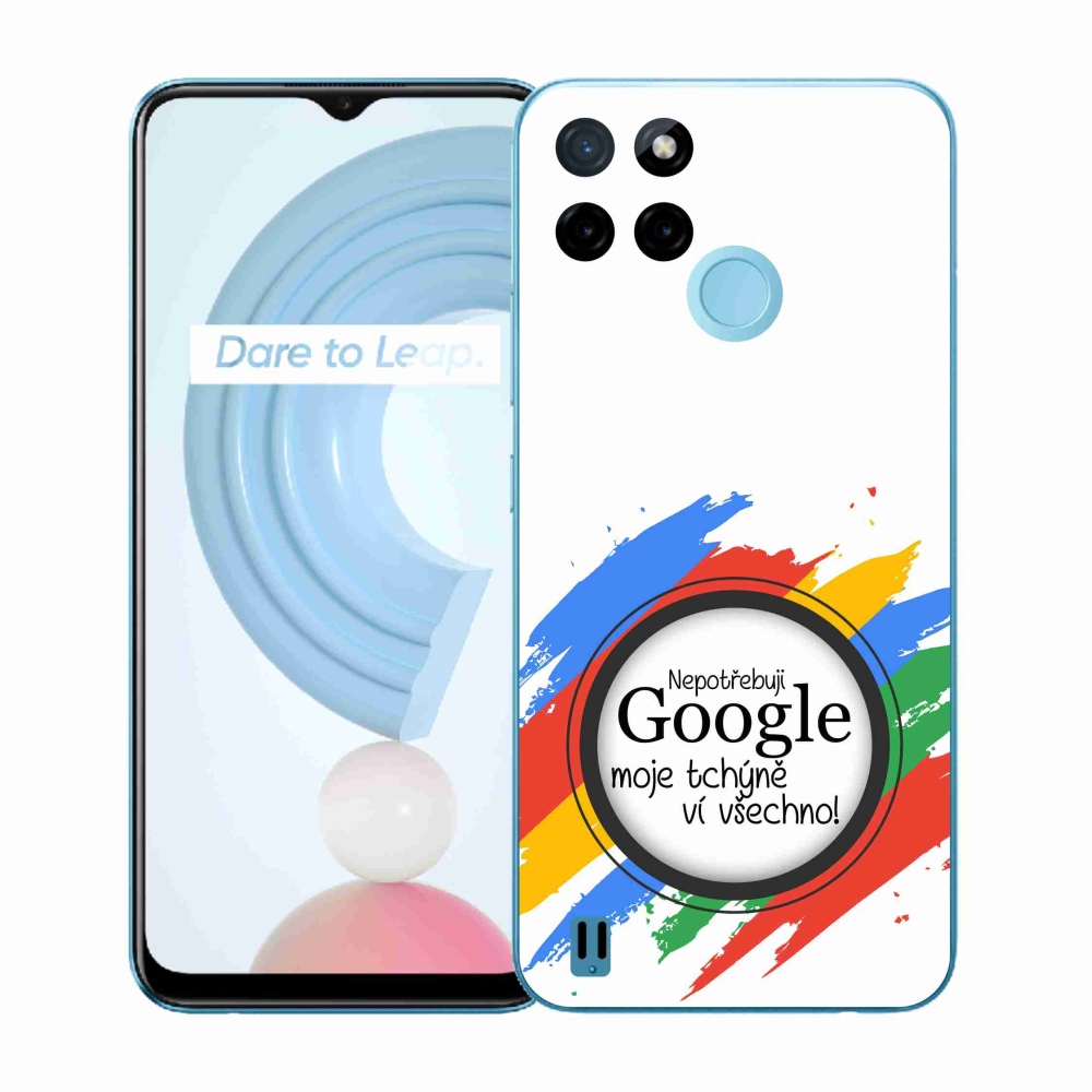 Zselés borító mmCase a Realme C21Y/C25Y készülékhez - anyós tudja, hogy minden fehér háttérrel