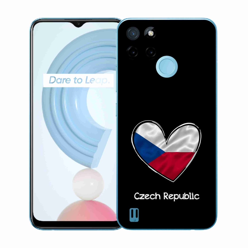 Zselés borító mmCase a Realme C21Y/C25Y készülékhez - szív zászló fekete háttérrel