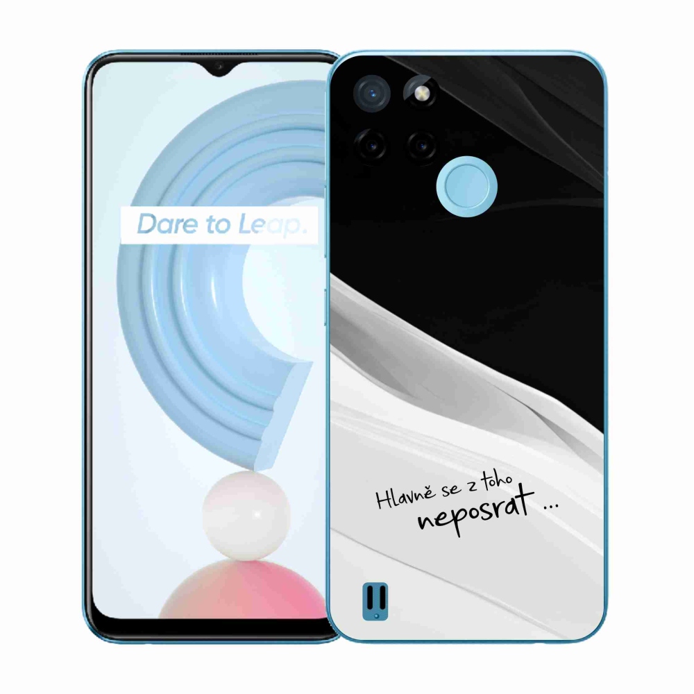 Zselés borító mmCase a Realme C21Y/C25Y készülékhez - vicces szöveg 13 fekete-fehér háttérrel