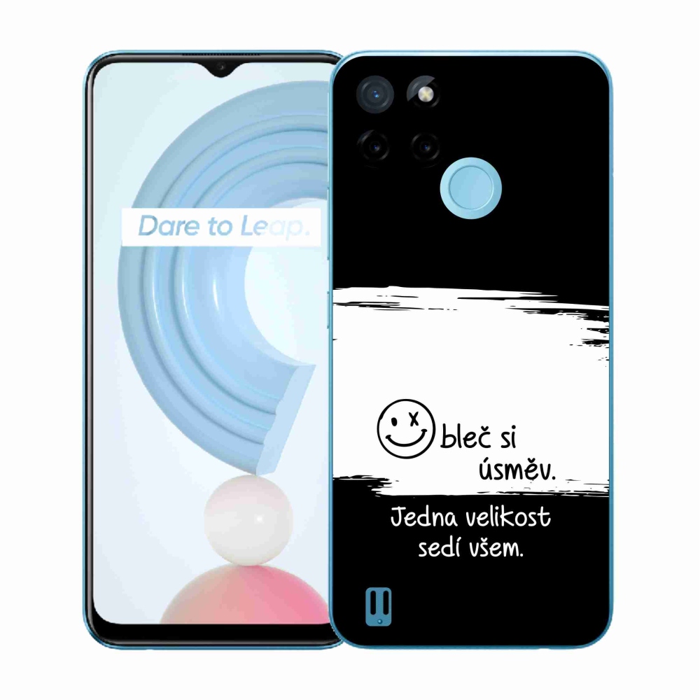 Gél borító mmCase a Realme C21Y/C25Y készülékhez - vicces szöveg 8 fekete-fehér háttérrel