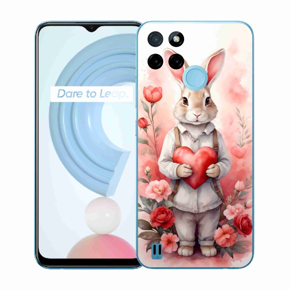 Zselés borítás mmCase a Realme C21Y/C25Y-hoz - nyúl szívvel