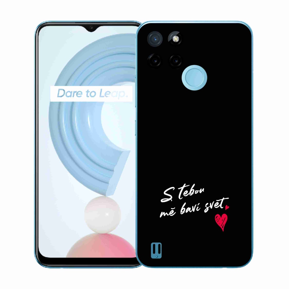 Zselés borító mmCase a Realme C21Y/C25Y készülékhez - szerelmes szöveg 1 fekete háttér