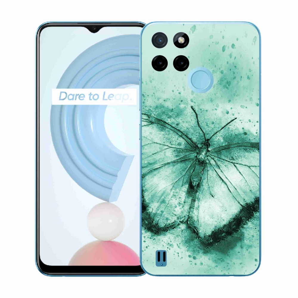 Zselés tok mmCase a Realme C21Y/C25Y készülékhez - zöld pillangó