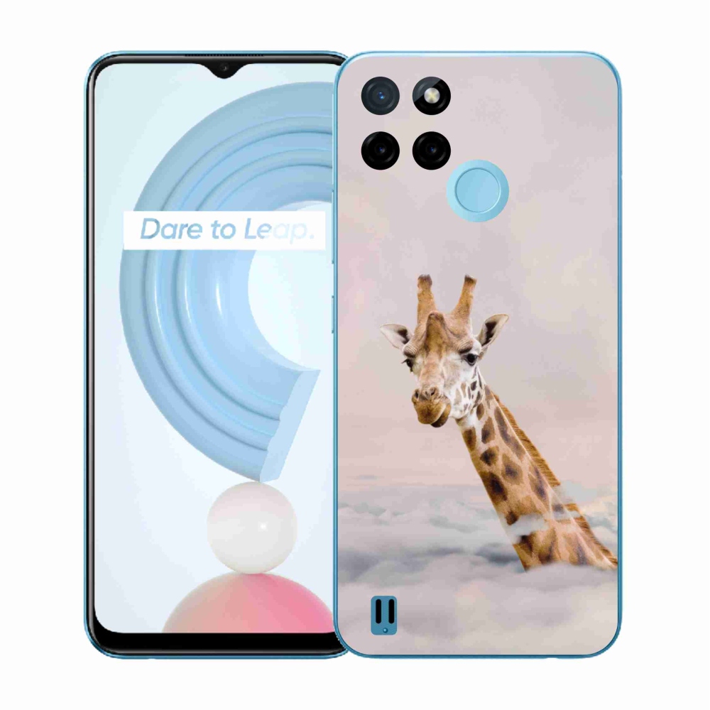 Zselés borító mmCase a Realme C21Y/C25Y készülékhez - zsiráf a felhőkben