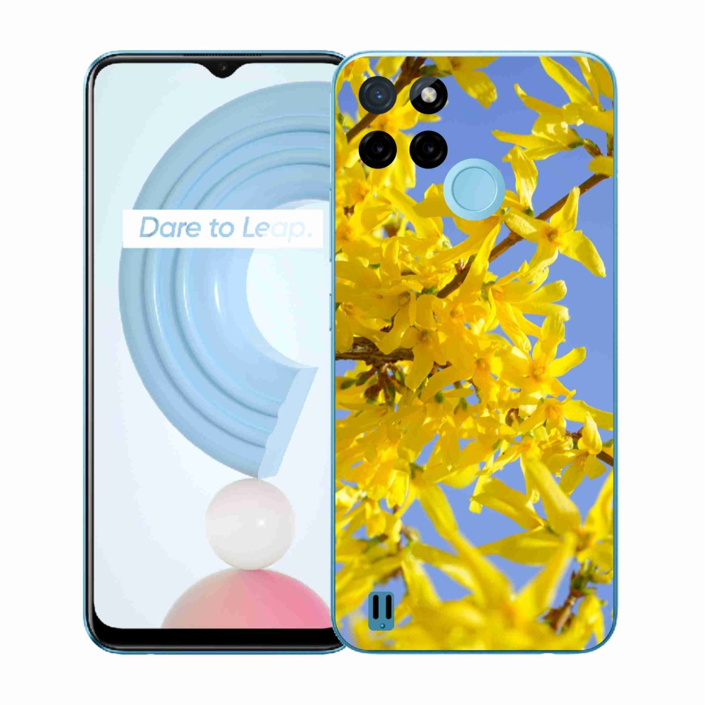 Zselés tok mmCase a Realme C21Y/C25Y készülékhez - sárga virágok