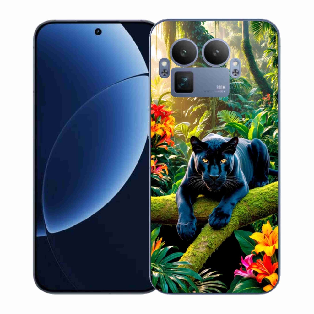 Gél borítás mmCase a Realme GT 8 Pro számára - fekete párduc a dzsungelben