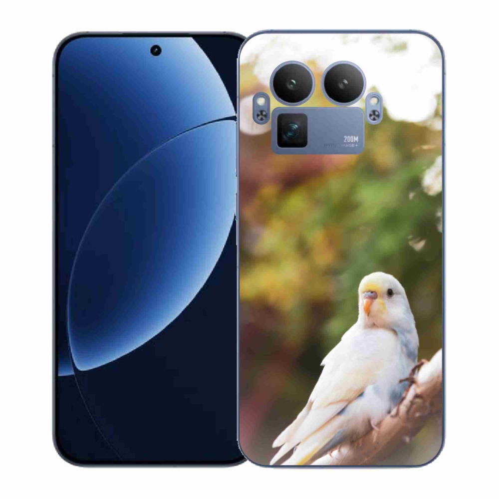 Zselés borítás mmCase a Realme GT 8 Pro készülékhez - papagáj andulka fehér