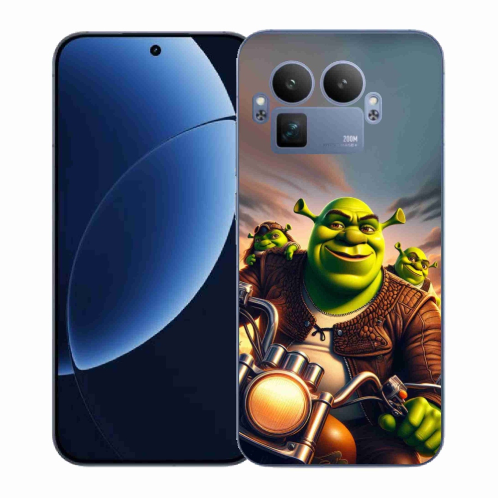 Gél borítás mmCase a Realme GT 8 Pro-hoz - Shrek egy motorkerékpáron