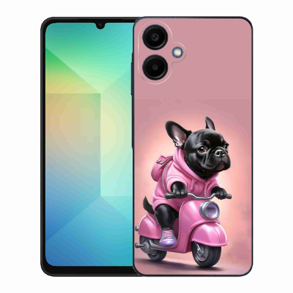 Gél borítás mmCase Samsung Galaxy A06-hoz - Francia bulldog egy robogón