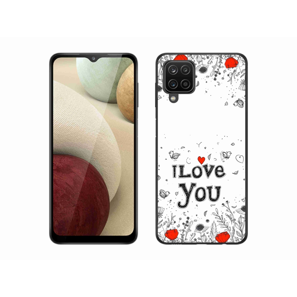 Gél borítás mmCase Samsung Galaxy A12 - I love you fehér háttérrel