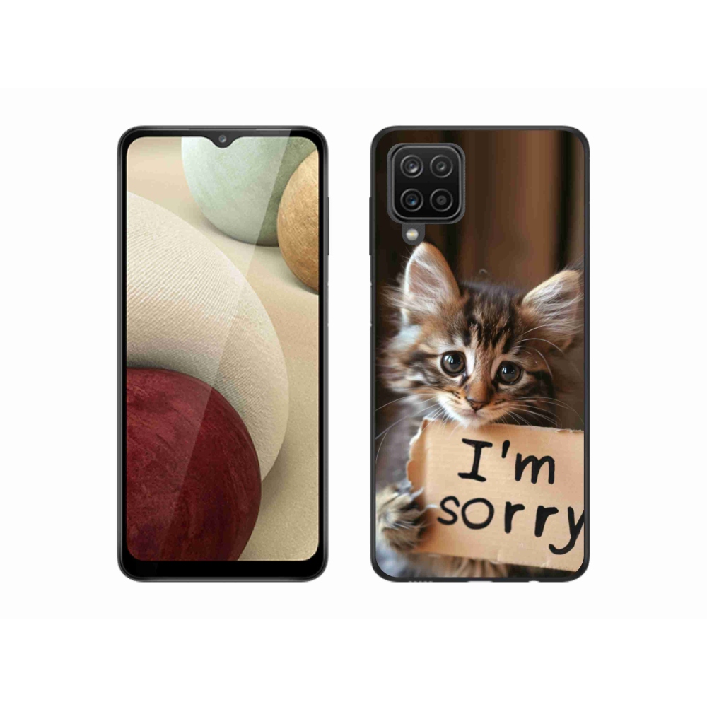 Zselés borítás mmCase Samsung Galaxy A12 készülékhez - macska bocsánatkérése
