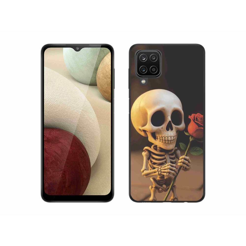 Gél borítás mmCase Samsung Galaxy A12 készülékhez - csontváz rózsával
