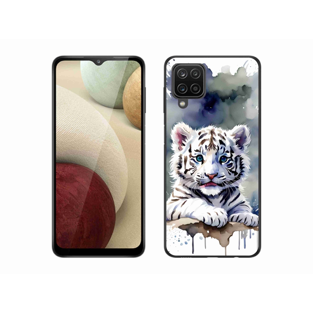 Gél borítás mmCase Samsung Galaxy A12 készülékhez - fehér tigriskölyök