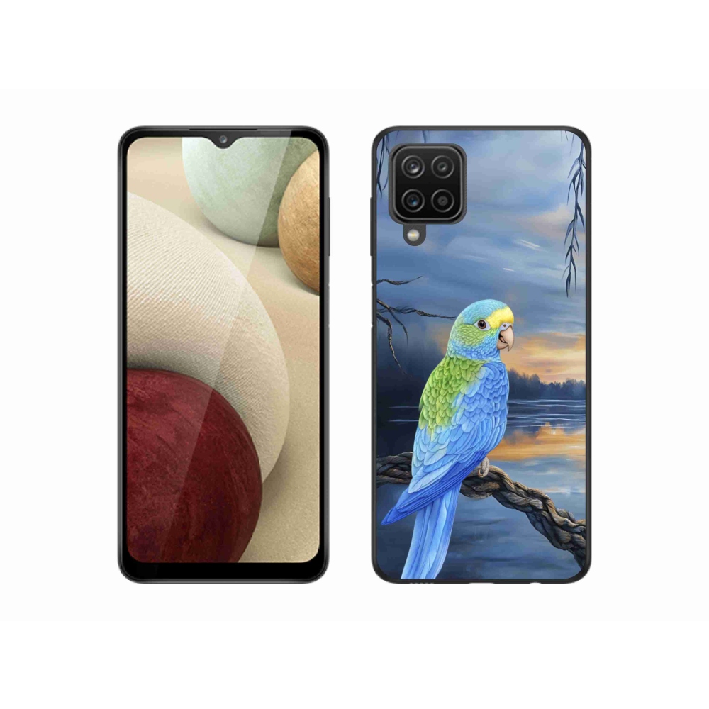 Zselés borítás mmCase Samsung Galaxy A12 készülékhez - kék papagáj