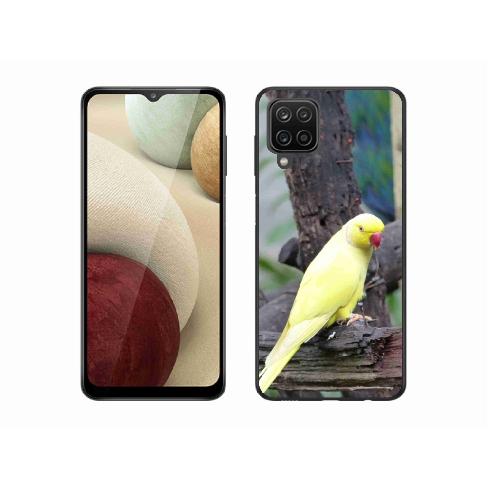 Zselés borítás mmCase Samsung Galaxy A12 készülékhez - papagáj alexander sárga