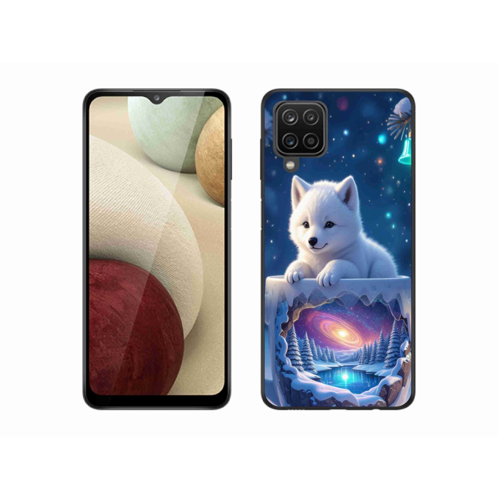 Gél borítás mmCase Samsung Galaxy A12 készülékhez - Karácsonyi kölyökkutya
