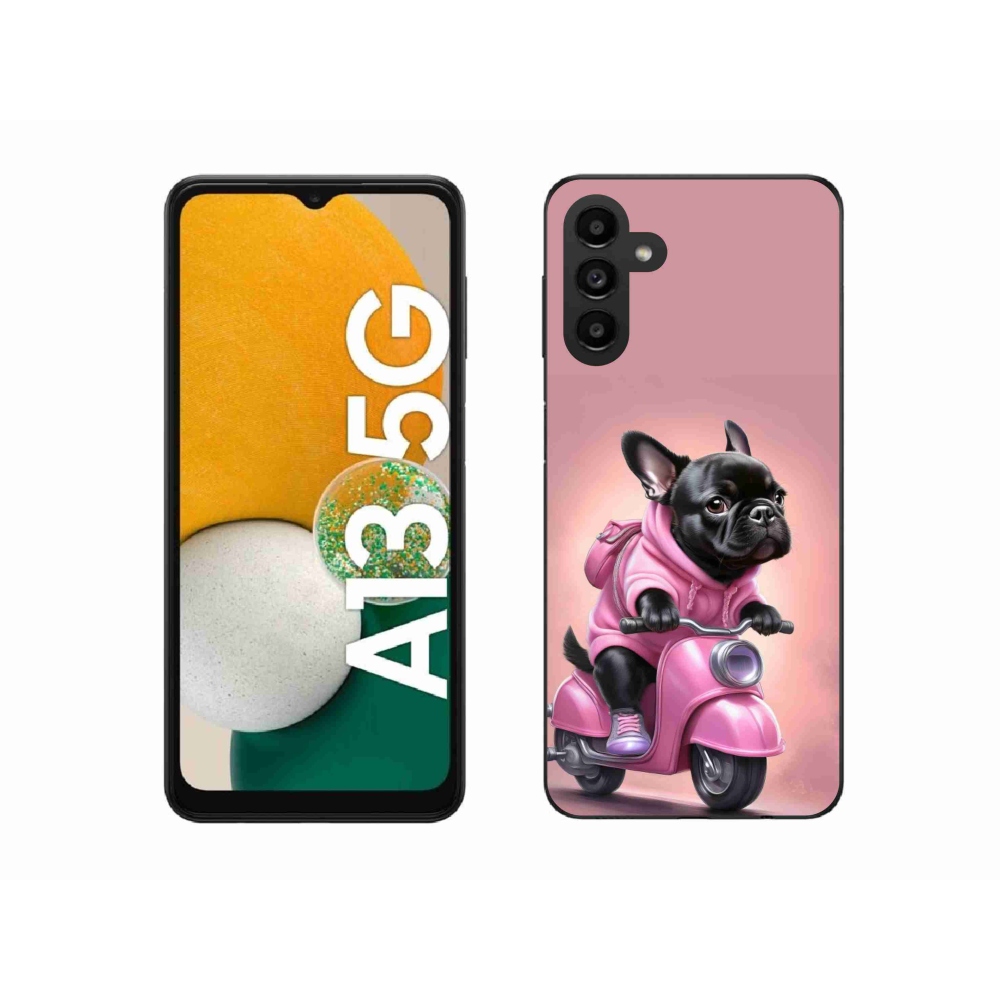 Zselés borítás mmCase Samsung Galaxy A13 5G - Francia bulldog egy robogón
