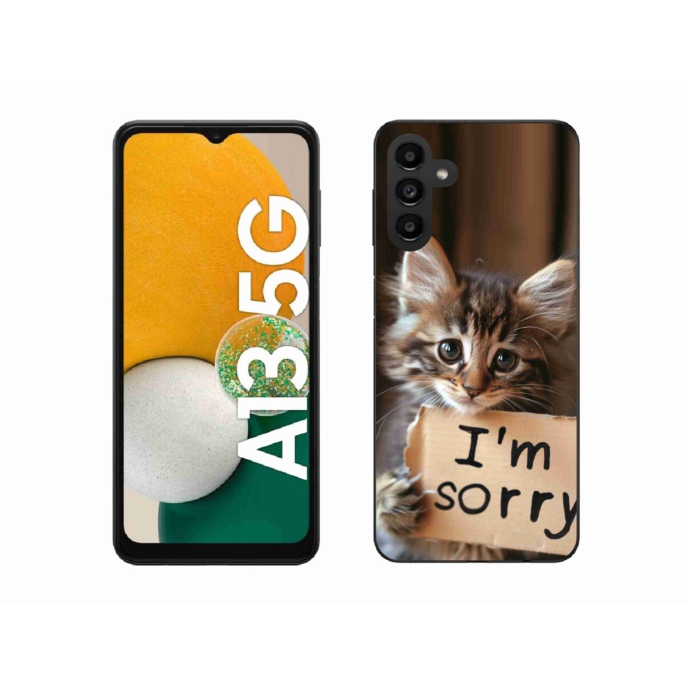 Gél borítás mmCase Samsung Galaxy A13 5G - macska bocsánatkérés