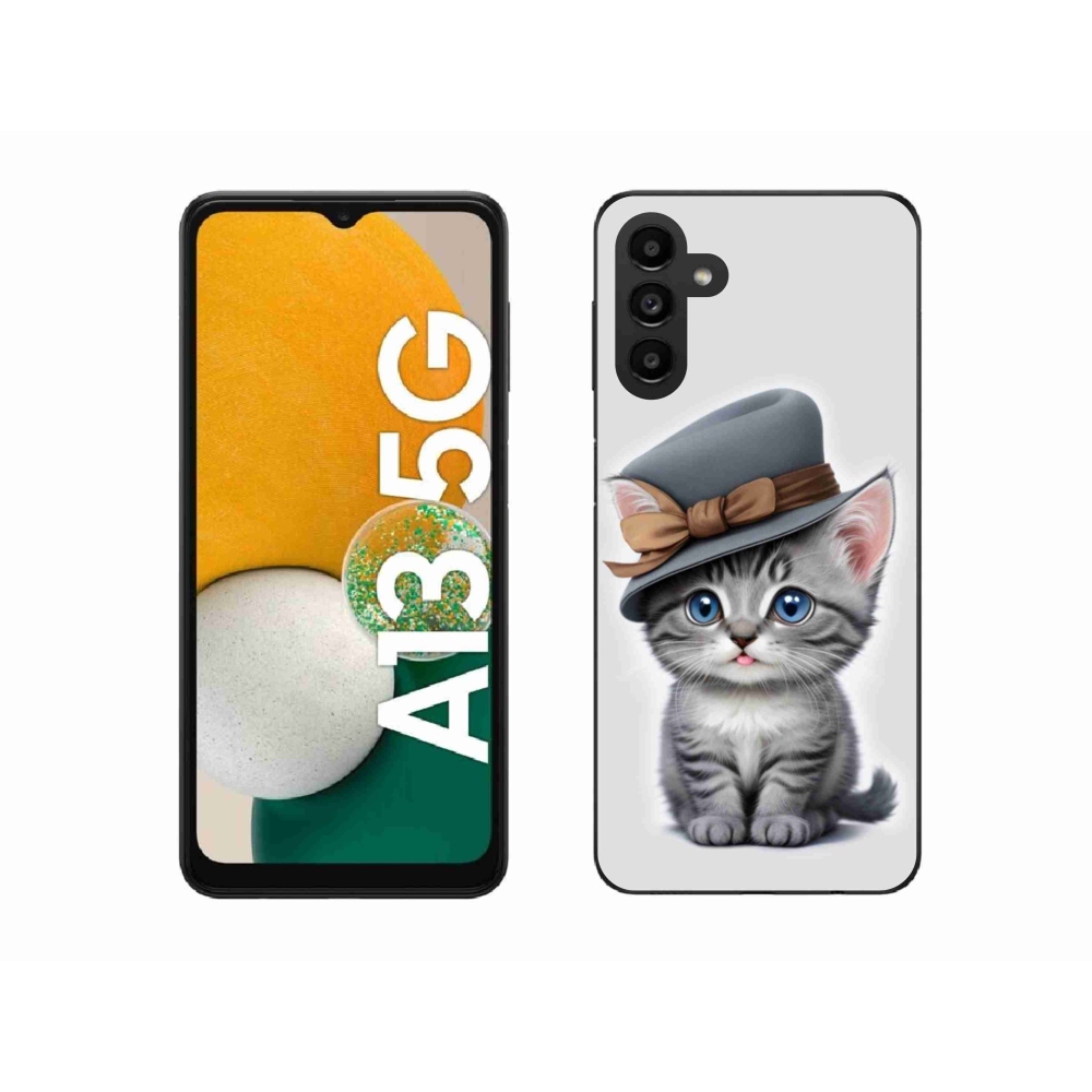 Zselés borítás mmCase Samsung Galaxy A13 5G - cica sapkával