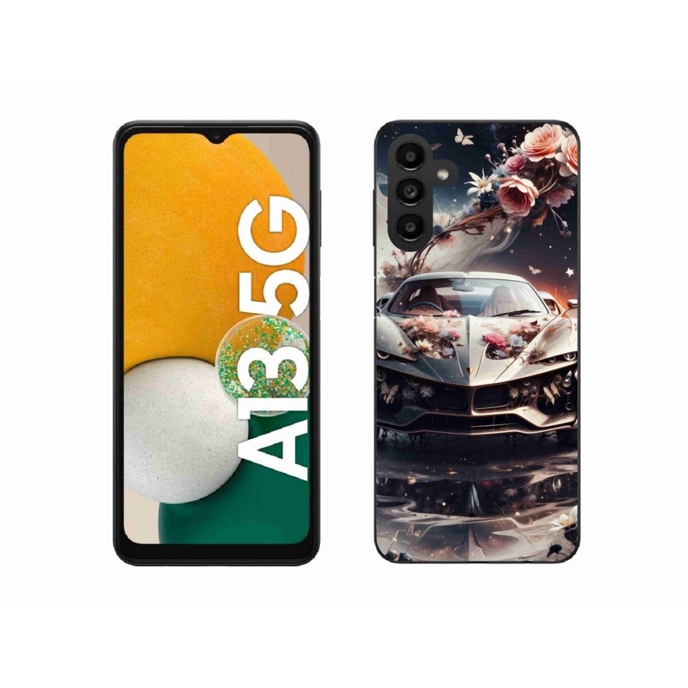 Gél borítás mmCase Samsung Galaxy A13 5G - virágos sportkocsihoz