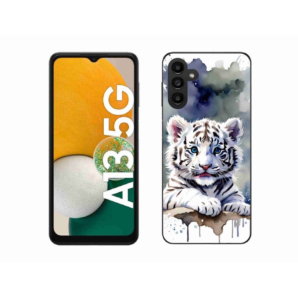 Gél borítás mmCase Samsung Galaxy A13 5G - fehér tigriskölyökhöz
