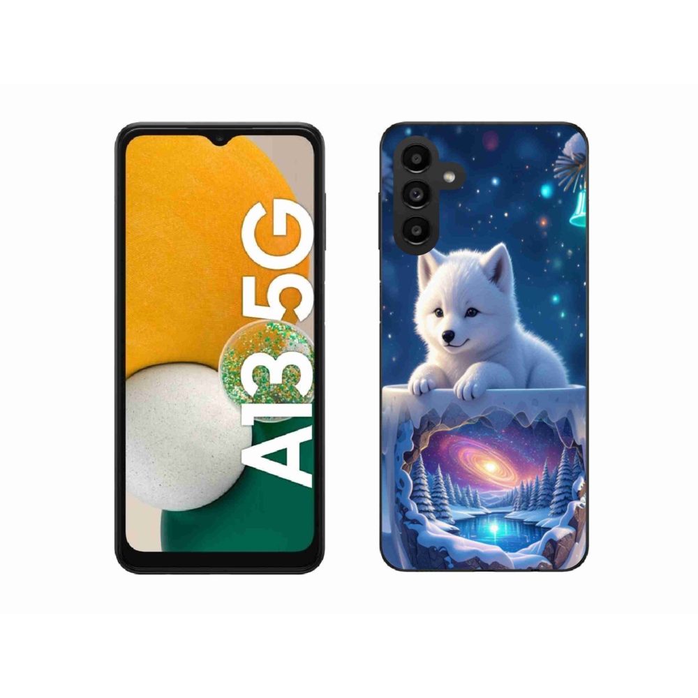 Gél borítás mmCase Samsung Galaxy A13 5G - Karácsonyi kölyökkutyákhoz