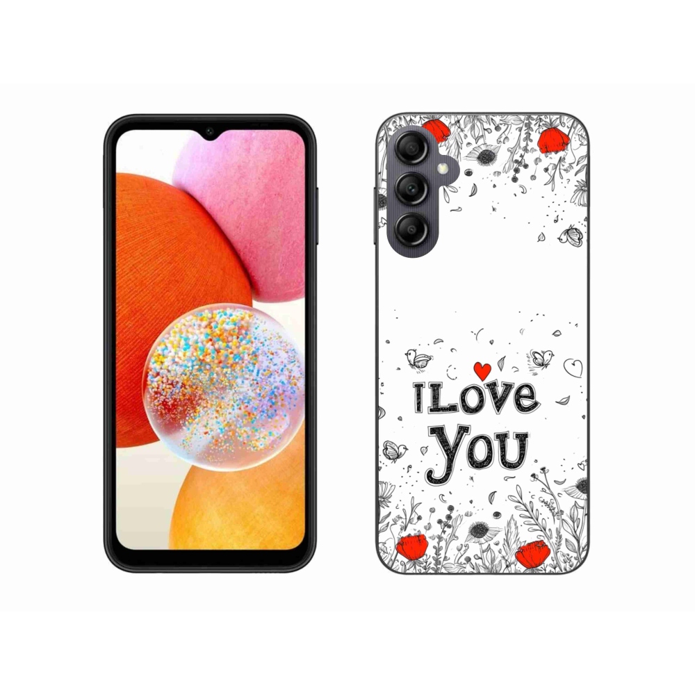 Gél borítás mmCase Samsung Galaxy A14 4G/5G - I love you fehér háttérrel