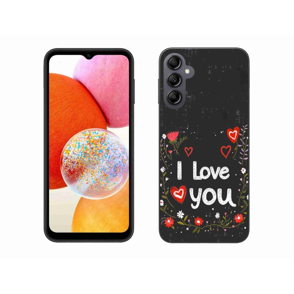 Gél borítás mmCase Samsung Galaxy A14 4G/5G - I love you fekete háttérrel