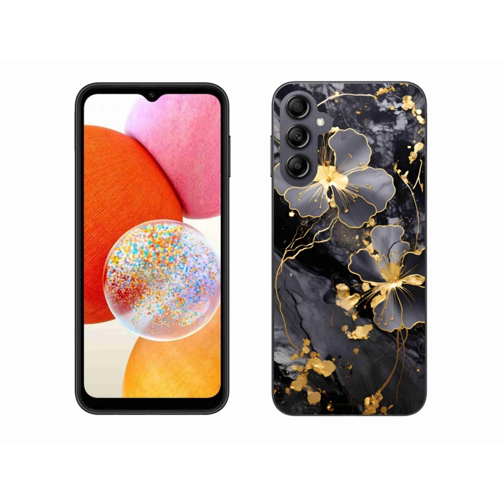 Gél védőhuzat mmCase Samsung Galaxy A14 4G/5G - arany virágok