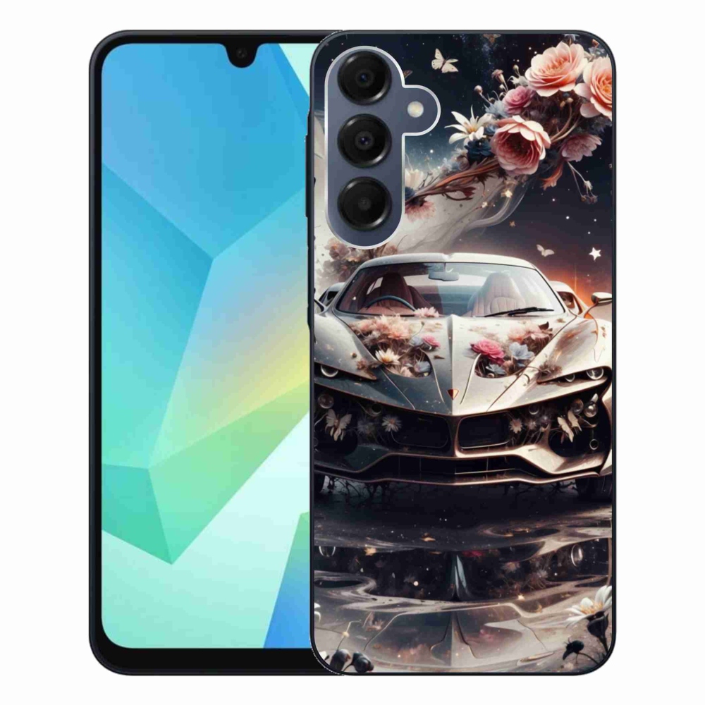 Gél borítás mmCase Samsung Galaxy A16 4G/5G - virágos sportkocsihoz