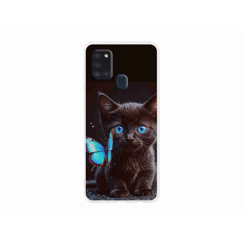 Zselés borítás mmCase Samsung Galaxy A21s készülékhez - fekete cica 3