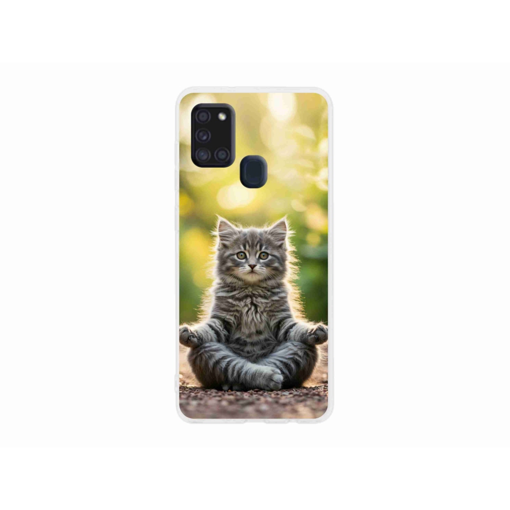 Gél borítás mmCase Samsung Galaxy A21s készülékhez - meditáló cica