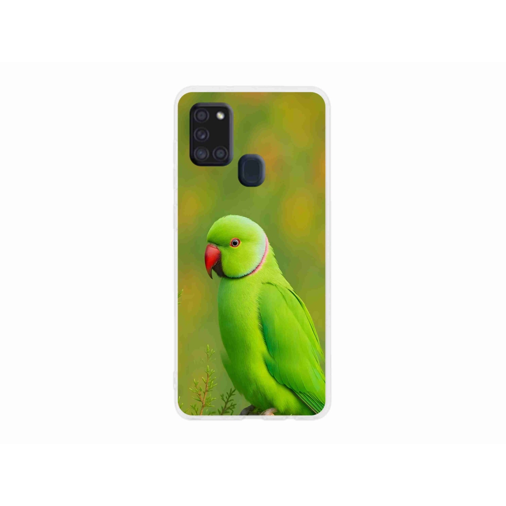 Gél borítás mmCase Samsung Galaxy A21s készülékhez - papagáj alexandr 2