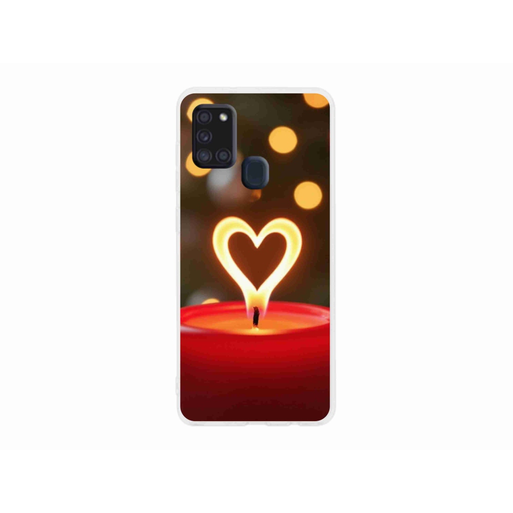 Zselés borítás mmCase Samsung Galaxy A21s készülékhez - láng szíve