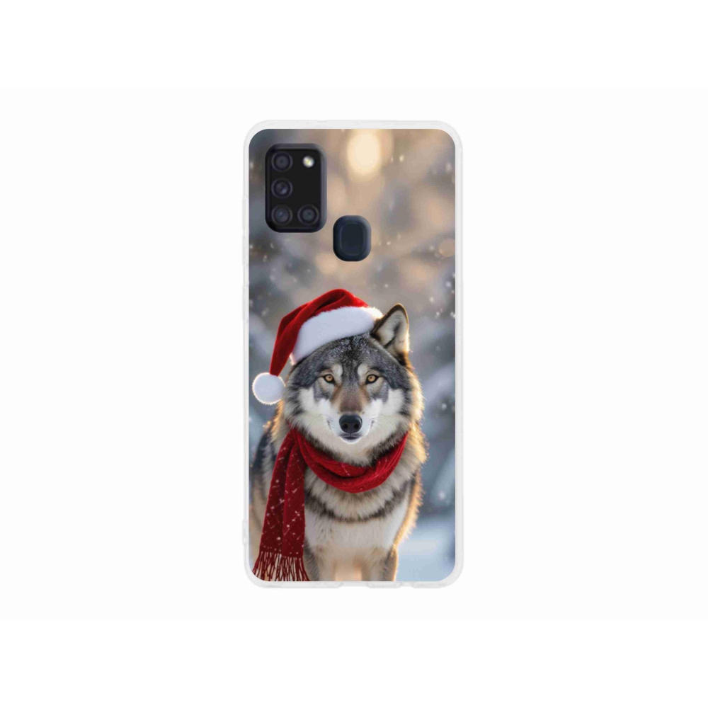 Gél borítás mmCase Samsung Galaxy A21s készülékhez - Karácsonyi farkas