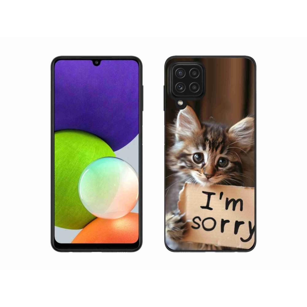 Gél borítás mmCase Samsung Galaxy A22 4G - macska bocsánatkérés