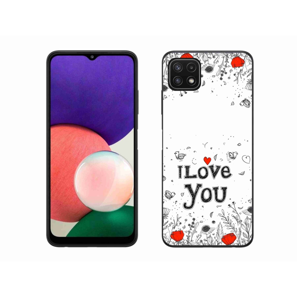 Gél borítás mmCase Samsung Galaxy A22 5G - I love you fehér háttérrel