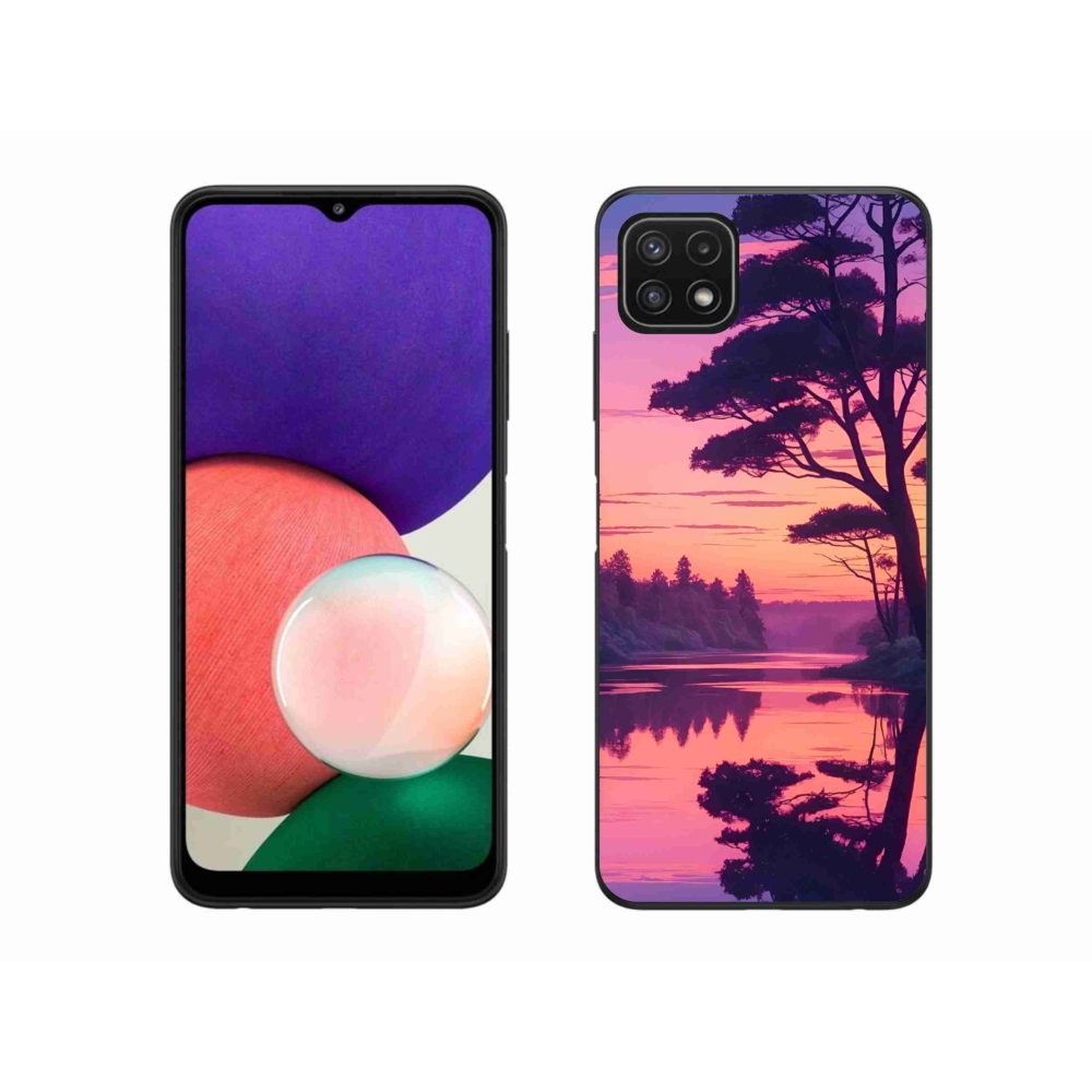 Gél borítás mmCase Samsung Galaxy A22 5G - naplemente a tó felett