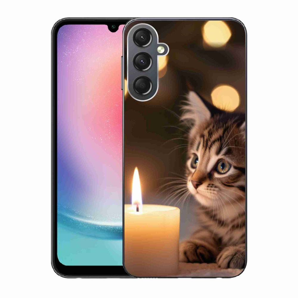 Gél borítás mmCase Samsung Galaxy A24 készülékhez - cica és gyertya