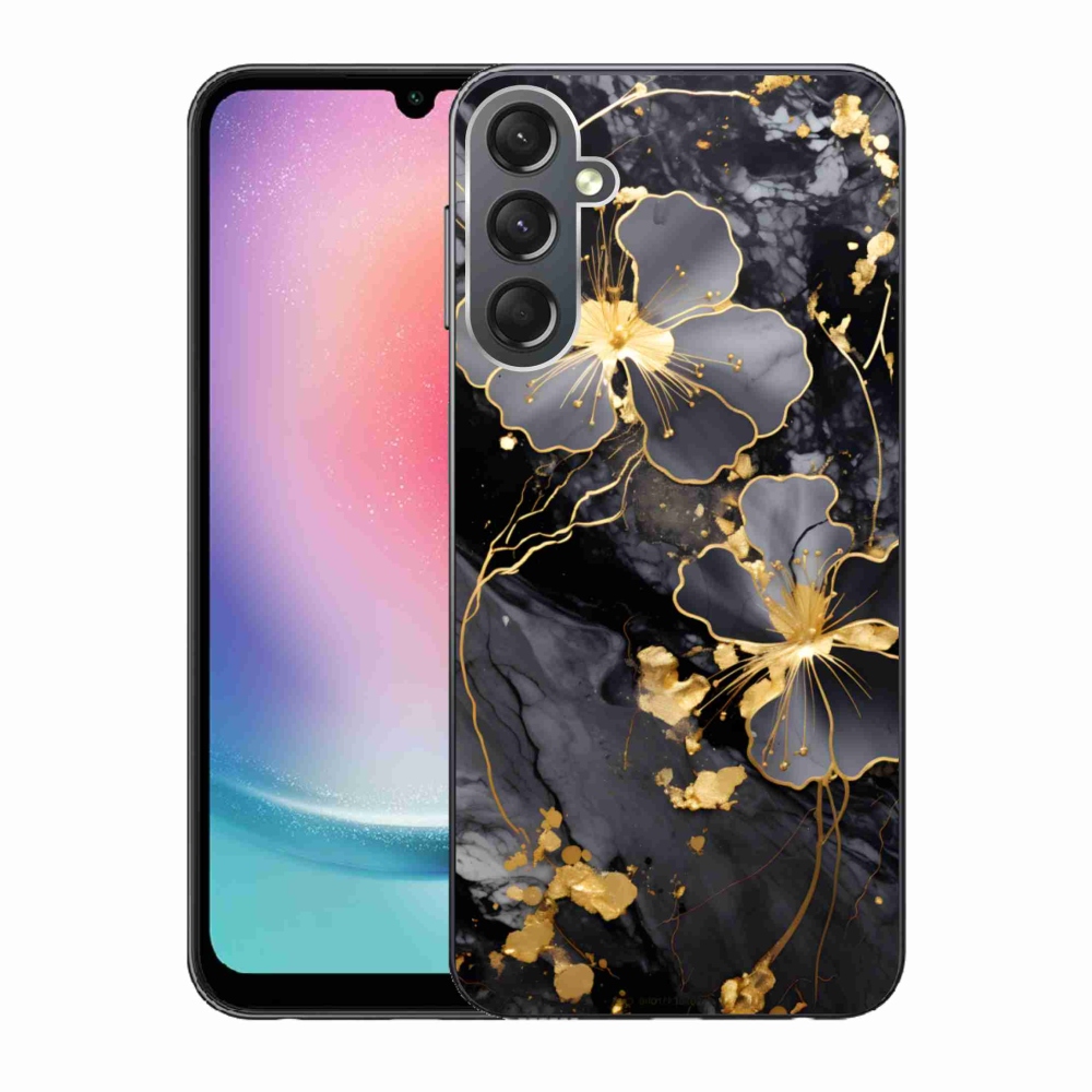 Gél borítás mmCase Samsung Galaxy A24 készülékhez - arany virágok