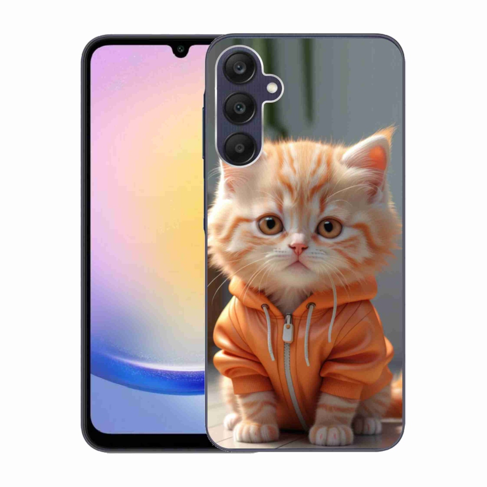 Gél borítás mmCase Samsung Galaxy A25 5G - cica melegítőben mmCase Samsung Galaxy A25 5G-hez